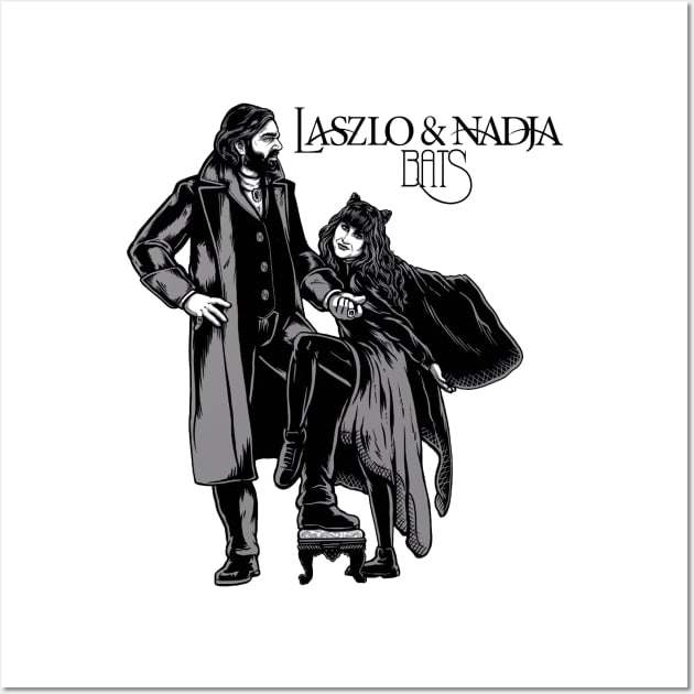 LASZLO AND NADJA BATS BLACK WHITE Wall Art by LALABATIK